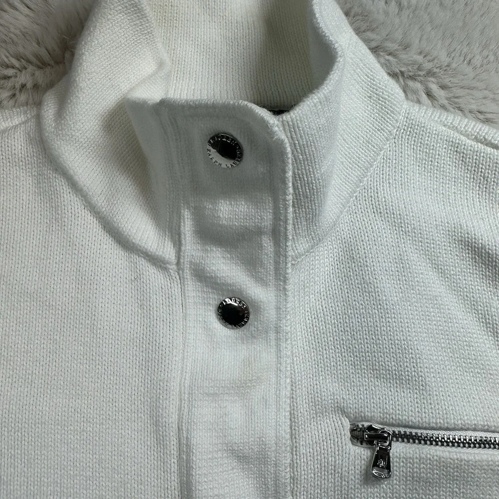 Lauren Ralph Lauren Women's Large‎ White Full Button Cardigan Sweater Casual